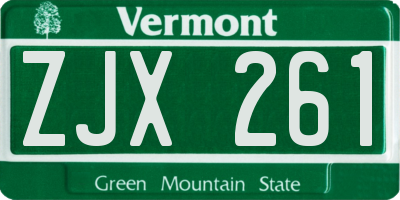 VT license plate ZJX261