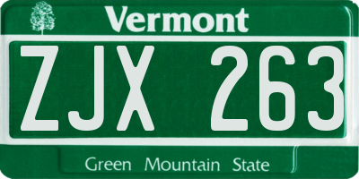 VT license plate ZJX263