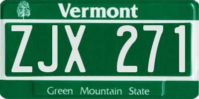 VT license plate ZJX271