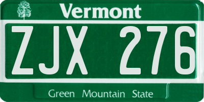 VT license plate ZJX276