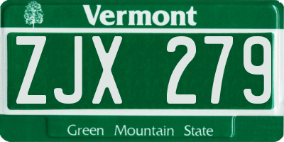 VT license plate ZJX279