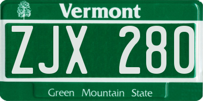 VT license plate ZJX280
