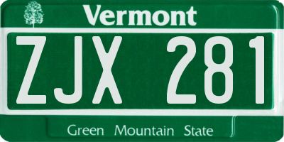 VT license plate ZJX281