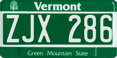 VT license plate ZJX286