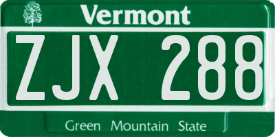VT license plate ZJX288