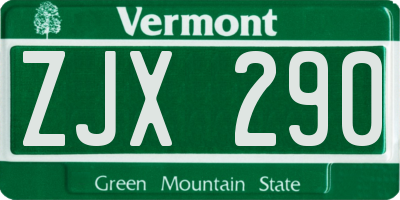 VT license plate ZJX290