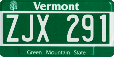 VT license plate ZJX291