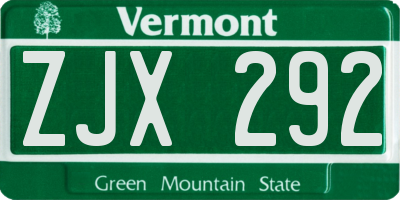 VT license plate ZJX292
