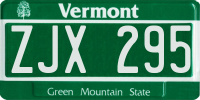 VT license plate ZJX295