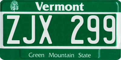 VT license plate ZJX299