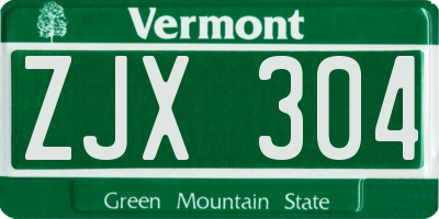 VT license plate ZJX304