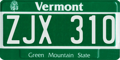 VT license plate ZJX310