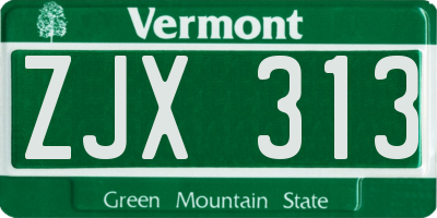 VT license plate ZJX313