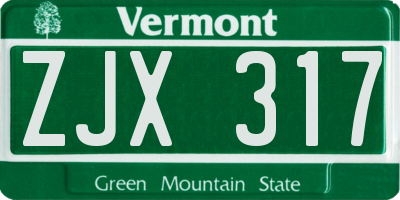 VT license plate ZJX317