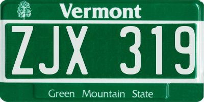 VT license plate ZJX319