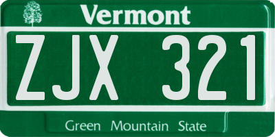 VT license plate ZJX321
