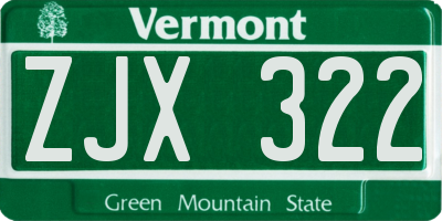 VT license plate ZJX322