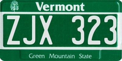 VT license plate ZJX323