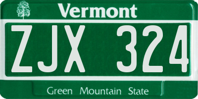 VT license plate ZJX324
