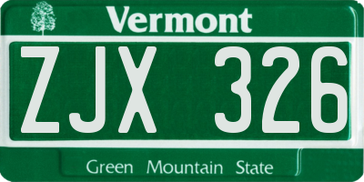 VT license plate ZJX326