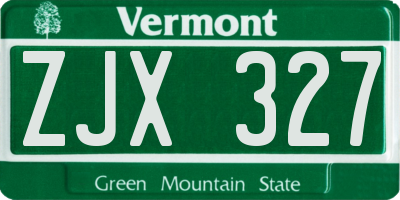 VT license plate ZJX327