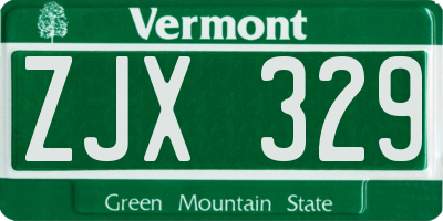 VT license plate ZJX329