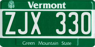 VT license plate ZJX330