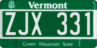 VT license plate ZJX331