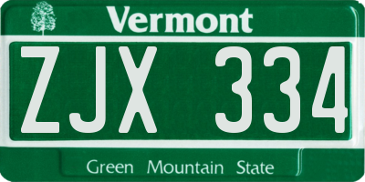 VT license plate ZJX334