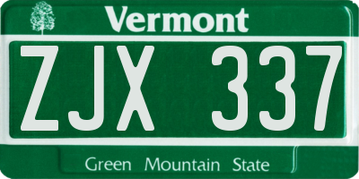 VT license plate ZJX337