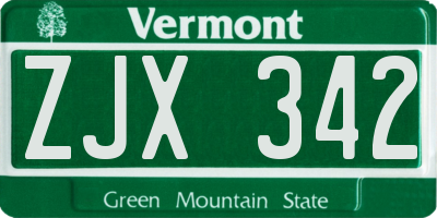 VT license plate ZJX342