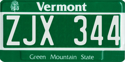 VT license plate ZJX344