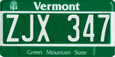 VT license plate ZJX347