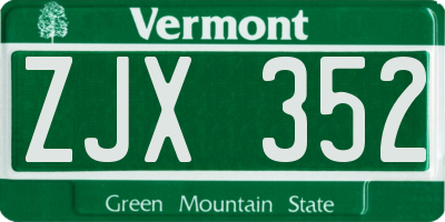 VT license plate ZJX352
