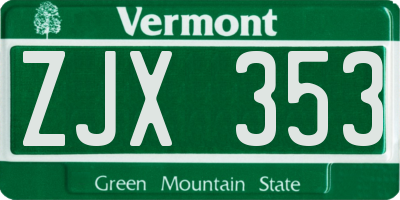 VT license plate ZJX353