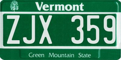 VT license plate ZJX359