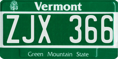 VT license plate ZJX366
