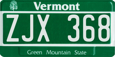 VT license plate ZJX368