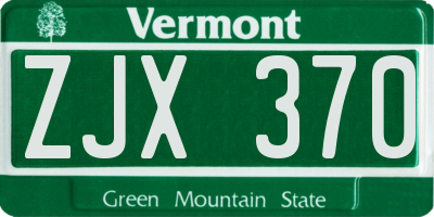VT license plate ZJX370