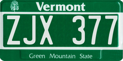 VT license plate ZJX377