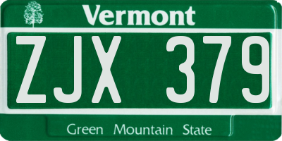 VT license plate ZJX379