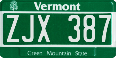 VT license plate ZJX387