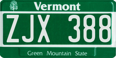 VT license plate ZJX388