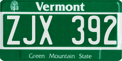 VT license plate ZJX392