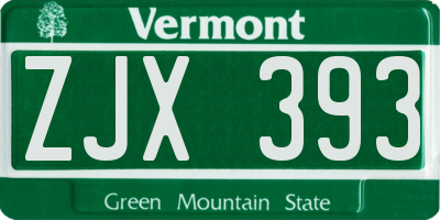 VT license plate ZJX393