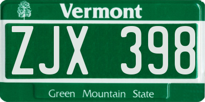 VT license plate ZJX398