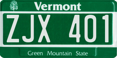 VT license plate ZJX401
