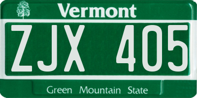 VT license plate ZJX405
