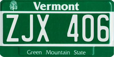 VT license plate ZJX406