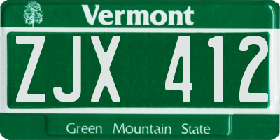 VT license plate ZJX412